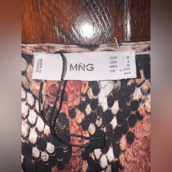 Mango Snake Print Maxi Shirt Dress V-Neck Long Sleeve - Picture 9 of 12